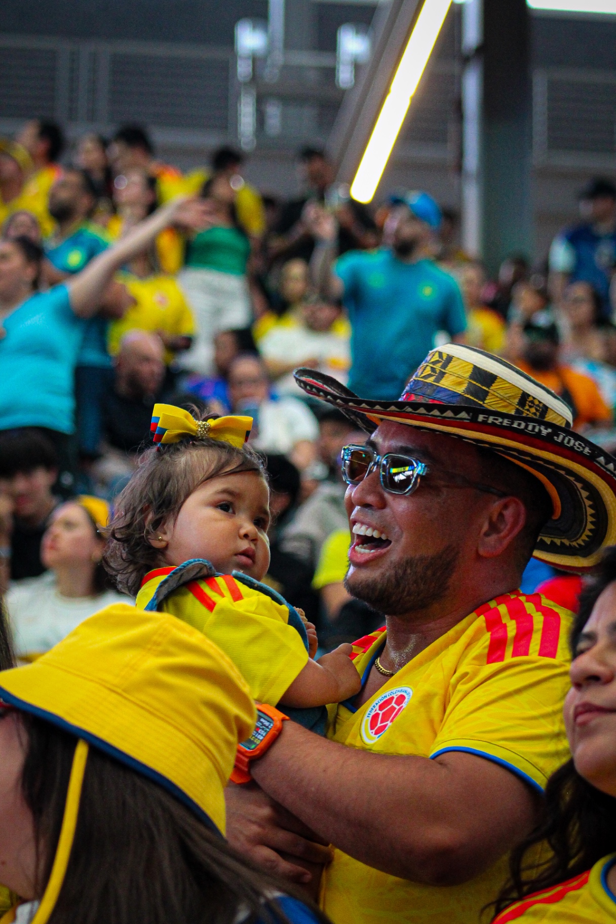 Father and daughter celebrating